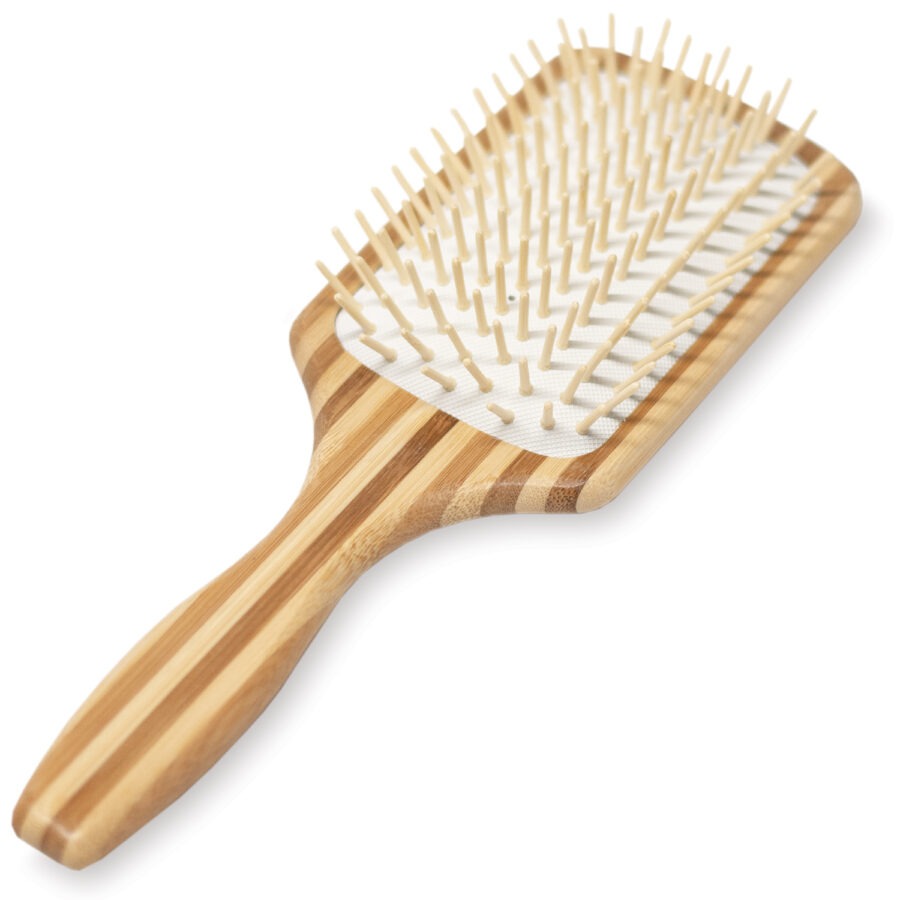 Brosse à cheveux démêlante large à tête carré en bambou